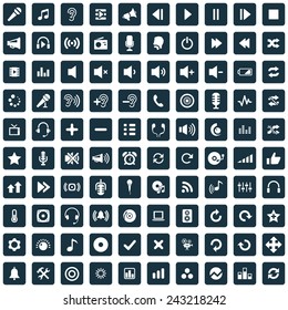 100 audio icons big universal set 