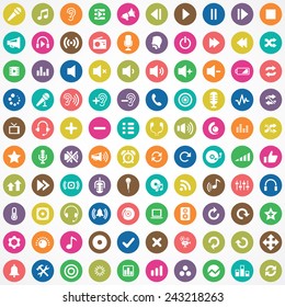 100 audio icons big universal set 