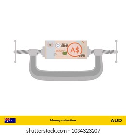 100 Australian dollar banknote.  Australian dollar banknote vector illustration.