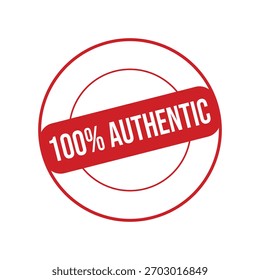 Sello de goma 100% Auténtica. Ilustración vectorial de sello Grunge 100% Auténtica - Vector