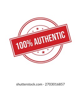 Sello de goma 100% Auténtica. Ilustración vectorial de sello Grunge 100% Auténtica - Vector
