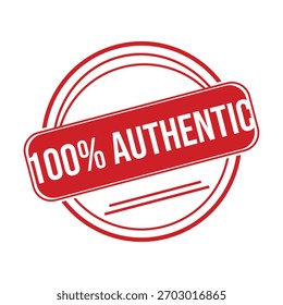 Sello de goma 100% Auténtica. Ilustración vectorial de sello Grunge 100% Auténtica - Vector