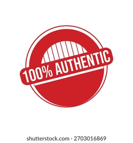 Sello de goma 100% Auténtica. Ilustración vectorial de sello Grunge 100% Auténtica - Vector