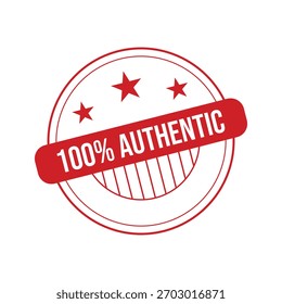 Sello de goma 100% Auténtica. Ilustración vectorial de sello Grunge 100% Auténtica - Vector