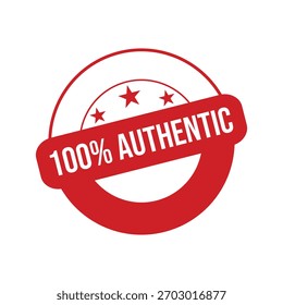 Sello de goma 100% Auténtica. Ilustración vectorial de sello Grunge 100% Auténtica - Vector