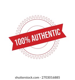 Sello de goma 100% Auténtica. Ilustración vectorial de sello Grunge 100% Auténtica - Vector