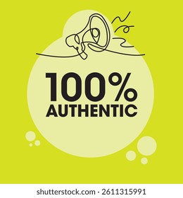 100% Authentic sign, label clip art flat design.