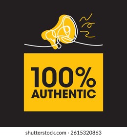 100% Authentic sign, label clip art flat design.