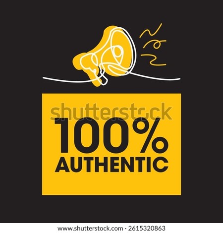 100% Authentic sign, label clip art flat design.