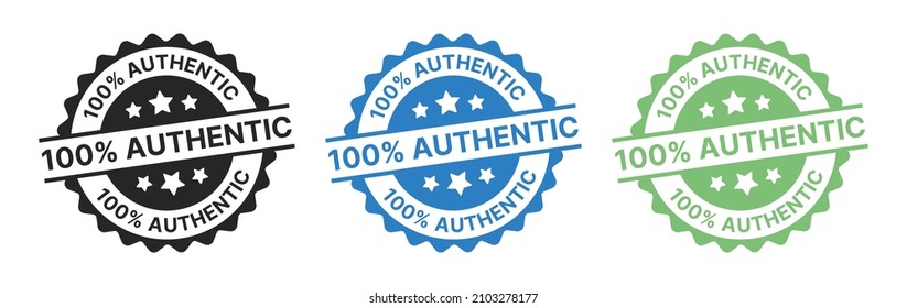 100% Authentic Stamp Vector Illustration.