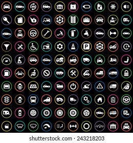 100 auto icons big universal set 