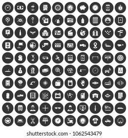 100 auto repair icons set in simple style white on black circle color isolated on white background vector illustration