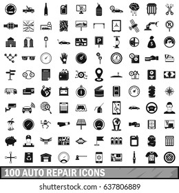 100 auto repair icons set in simple style for any design vector illustration