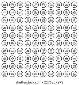 100 auto service icons set. Outline illustration of 100 auto service icons vector set isolated on white background