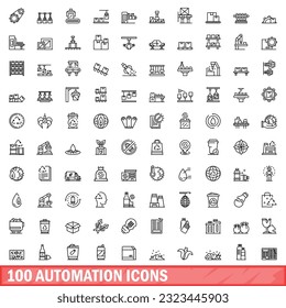 100 automation icons set. Outline illustration of 100 automation icons vector set isolated on white background