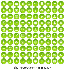 100 autumn holidays icons set green
