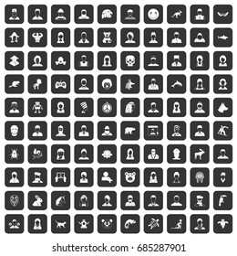 100 avatar icons set black