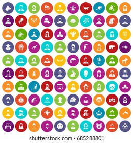 100 avatar icons set color