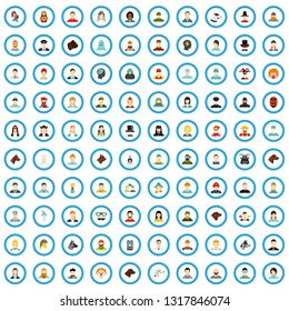 100 avatar icons set in flat style for any design vector illustration