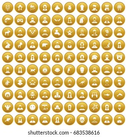 100 avatar icons set gold