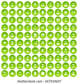 100 avatar icons set green circle isolated on white background vector illustration