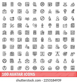 100 avatar icons set. Outline illustration of 100 avatar icons vector set isolated on white background