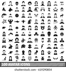 100 avatar icons set in simple style for any design vector illustration