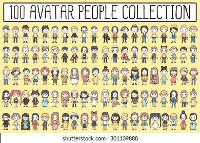 100 Avatar People Cute Cartoon Collection.