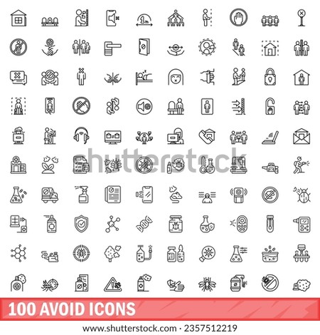 100 avoid icons set. Outline illustration of 100 avoid icons vector set isolated on white background