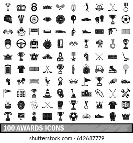 100 awards icons set in simple style for any design vector illustration