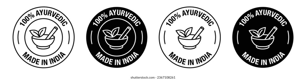 100% ayurvedic made in india vector symbol set