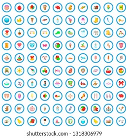 100 baby care icons set in cartoon style for any design vector illustration