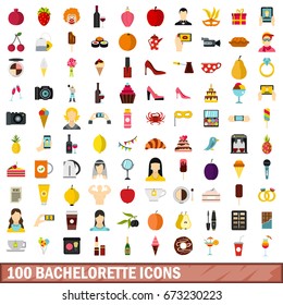 100 bachelorette icons set in flat style for any design vector illustration