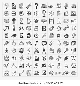 100 Back to School doodle hand-draw icon set