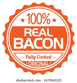 Etiqueta de 100% bacon. Icono del vector.