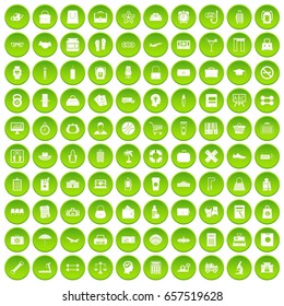 100 bag icons set green circle isolated on white background vector illustration