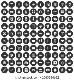 100 bag icons set in simple style white on black circle color isolated on white background vector illustration