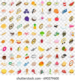 100 bakehouse icons set in isometric 3d style for any design vector illustration