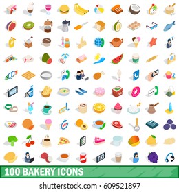 100 bakery icons set in isometric 3d style for any design vector illustration