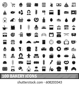 100 bakery icons set in simple style for any design vector illustration