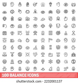 100 balance icons set. Outline illustration of 100 balance icons vector set isolated on white background