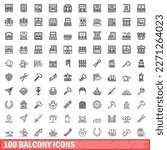 100 balcony icons set. Outline illustration of 100 balcony icons vector set isolated on white background