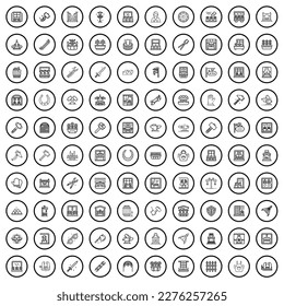100 balcony icons set. Outline illustration of 100 balcony icons vector set isolated on white background