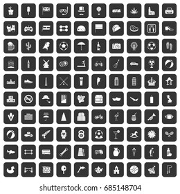 100 ball icons set black