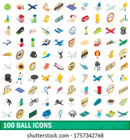 100 ball icons set in isometric 3d style for any design vector illustration