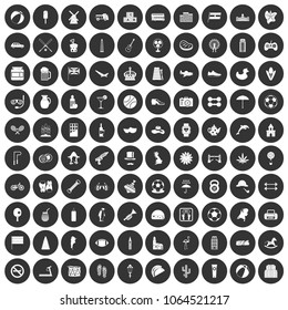 100 ball icons set in simple style white on black circle color isolated on white background vector illustration
