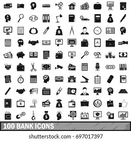 100 bank icons set in simple style for any design vector illustration