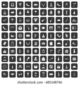 100 banquet icons set black