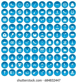 100 banquet icons set blue