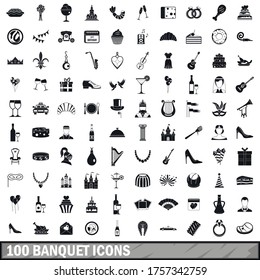 100 banquet icons set in simple style for any design vector illustration